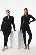 Sculpted Second Skin Jumpsuit Black Women One Piece Stretch Fabric