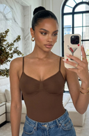 Seamless Bodysuit Brown Women Sculpting One Piece Stretch Fabric