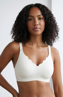 Wireless Scalloped Jelly Bra White Women Soft Stretch