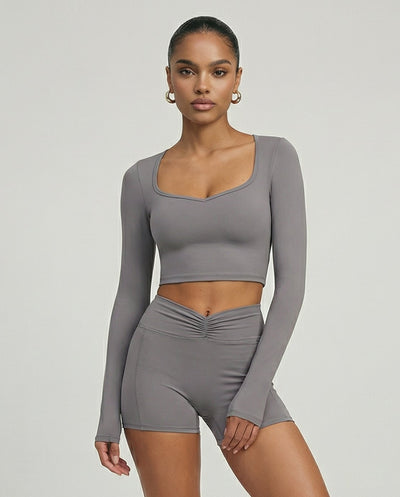Activewear Set Biker Shorts & Long Sleeve – Sculpting