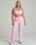 Seen women's activewear set with yoga flare leggings and matching sculpt fit sports bra, designed for comfort and style.