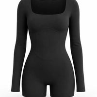 Sculpting Romper Women Long Sleeve Square Neck