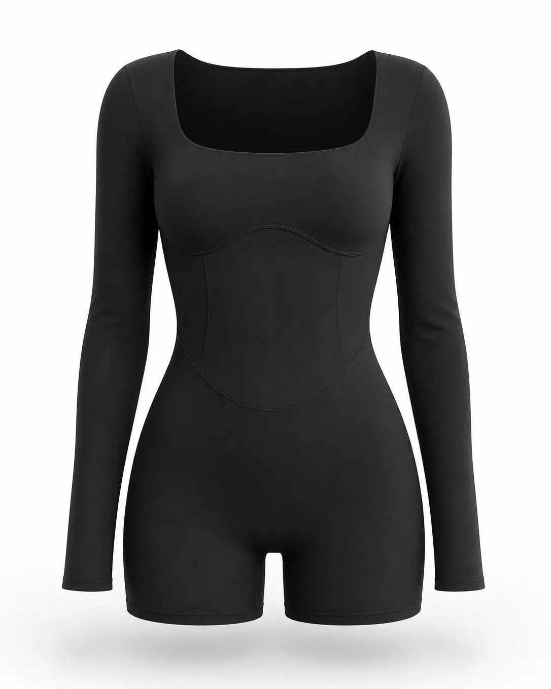 Sculpting Romper Women Long Sleeve Square Neck