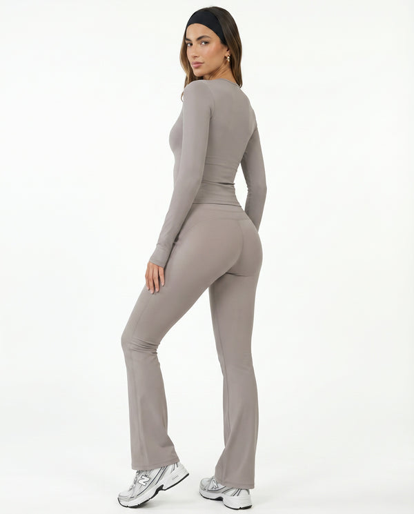 High Waist Wide Waistband Flare Leggings
