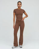 Ruched High Waist Flare Yoga Leggings — view 2