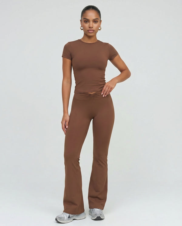 Ruched High Waist Flare Yoga Leggings