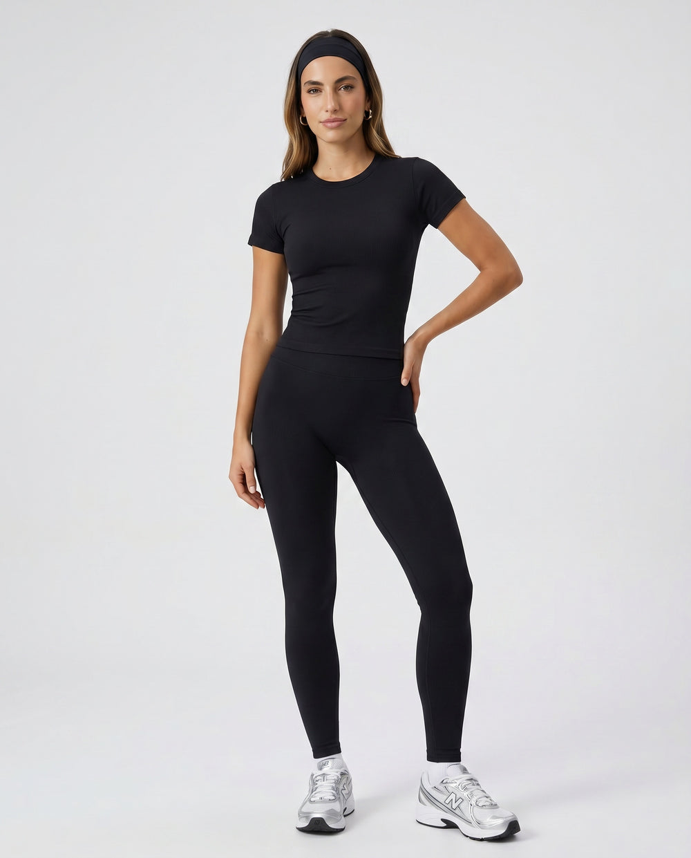 Seamless Knit High Waist Ankle Length Leggings