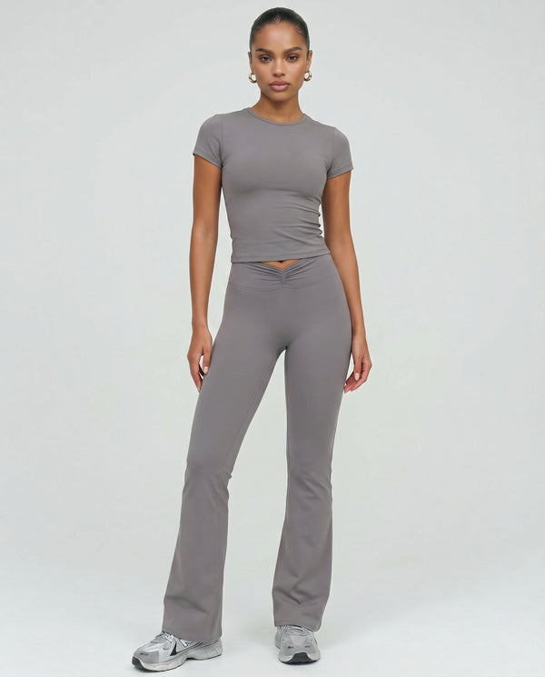 Ruched High Waist Flare Yoga Leggings