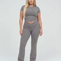 Ruched High Waist Flare Yoga Leggings — view 3