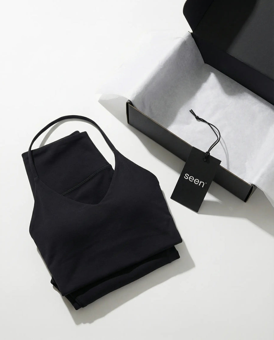 Black Seamless Halter Sculpt Leggings Set
