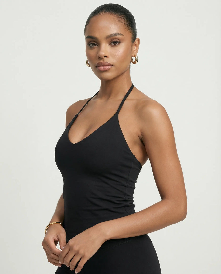 Black Seamless Halter Sculpt Leggings Set