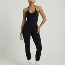 Black Seamless Halter Sculpt Leggings Set