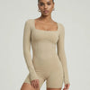 Sculpting Romper Women Long Sleeve Square Neck