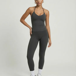 Gray Seamless Halter Sculpt Leggings Set