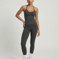 Gray Seamless Halter Sculpt Leggings Set