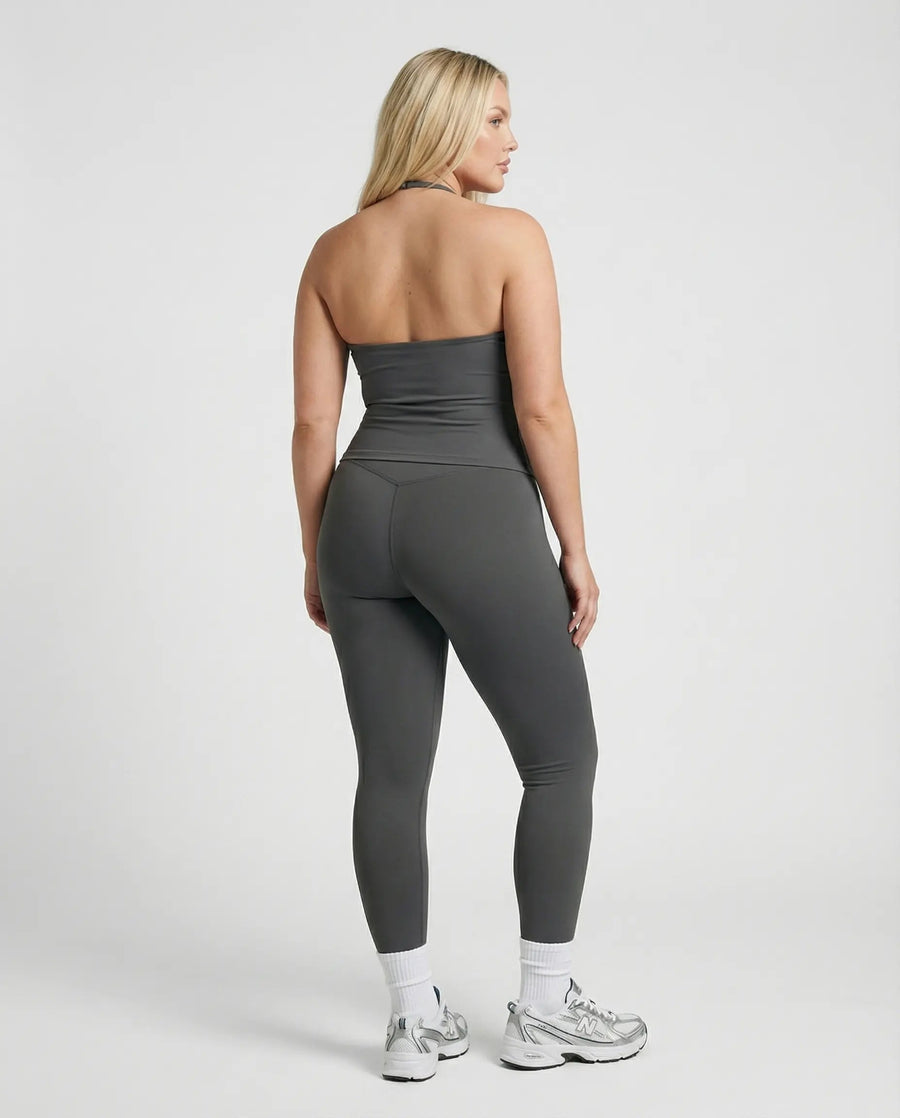 Gray Seamless Halter Sculpt Leggings Set