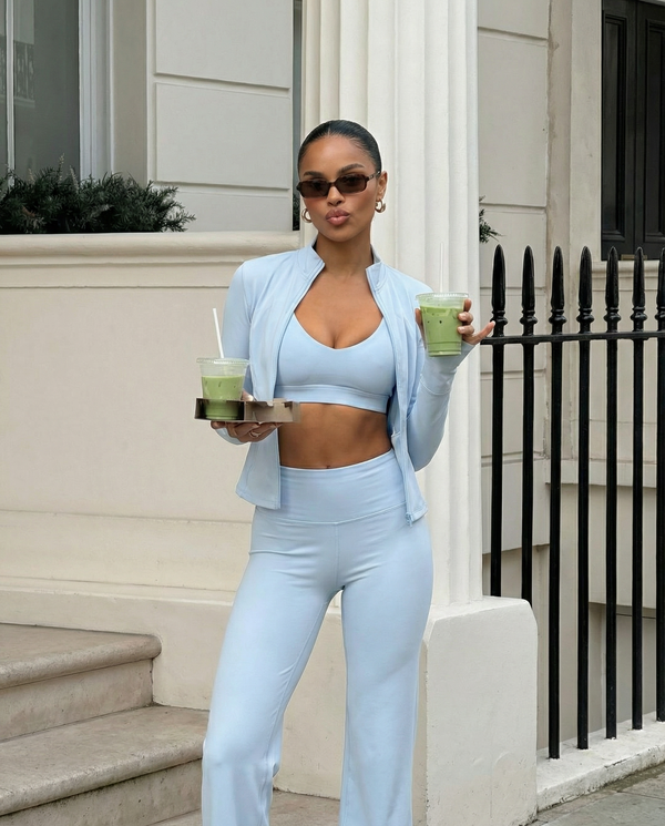 3-Piece Set – Flare Pants, Sports Bra & Jacket