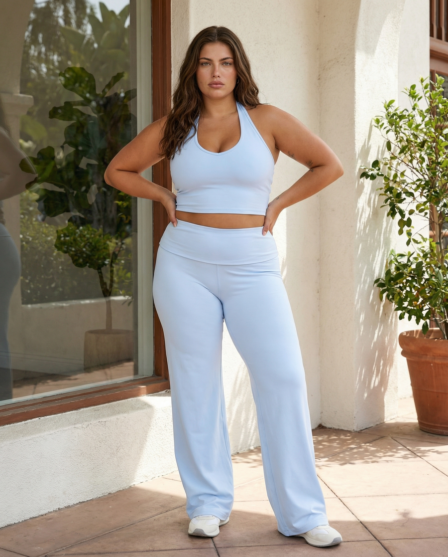 Flare Yoga Pants Set – High Waist & Halter Sports Bra