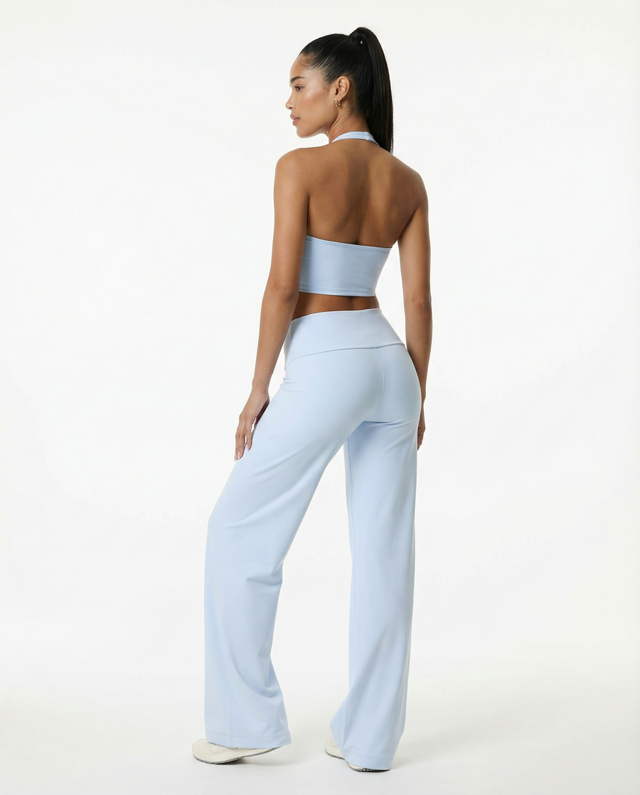 Flare Yoga Pants Set – High Waist & Halter Sports Bra