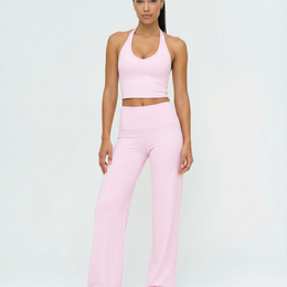 Flare Yoga Pants Set – High Waist & Halter Sports Bra