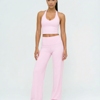 Flare Yoga Pants Set – High Waist & Halter Sports Bra