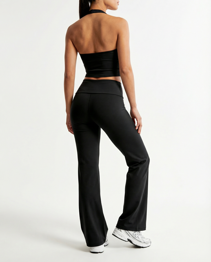 Flare Yoga Pants Set – High Waist & Halter Sports Bra