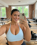 Seen women's seamless wireless halter triangle sports bra with a smooth fit and supportive design, shown on a white background.