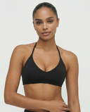 Seen women's seamless wireless halter triangle sports bra with soft fabric and supportive fit, ideal for active wear.