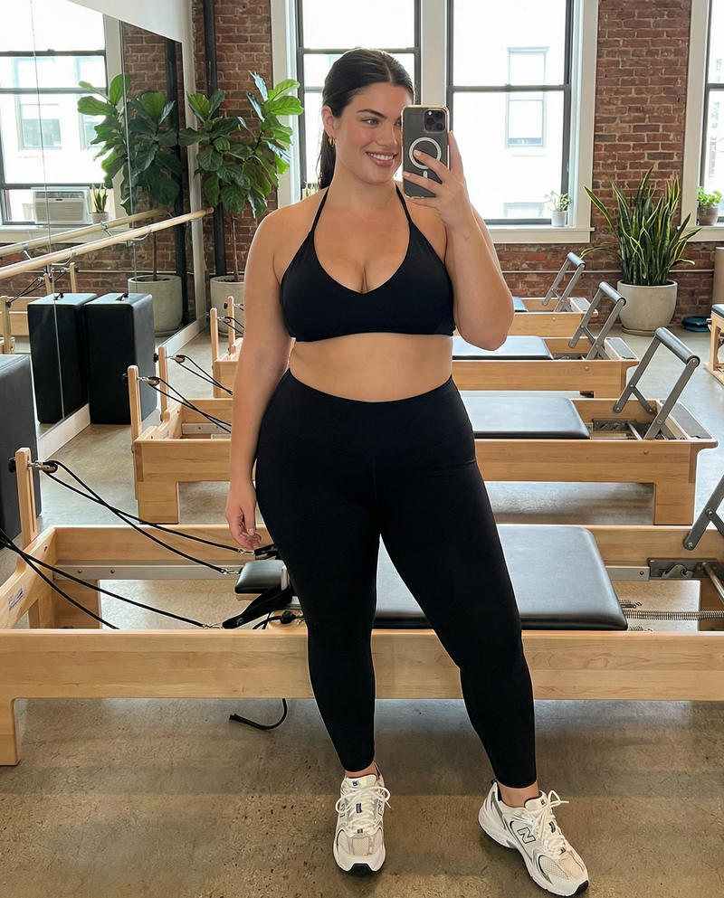 Seen women's seamless wireless halter triangle sports bra with smooth fabric and supportive fit, designed for activewear.