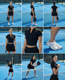 Seen active padel skirt set featuring a sporty skirt and matching top, perfect for athletic padel tennis wear.