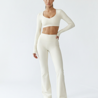 Flare Yoga Pants Set – High Waist & Long Sleeve Crop