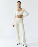 Long Sleeve Crop Top Women Seamless Gym Shirt