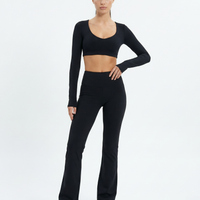 Flare Yoga Pants Set – High Waist & Long Sleeve Crop