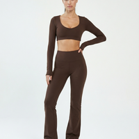 Flare Yoga Pants Set – High Waist & Long Sleeve Crop