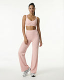 Sports Bra Women Ribbed Scoop Neck Seamless Gym