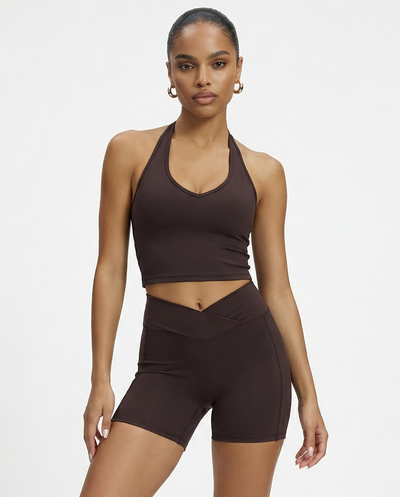 Women's Activewear Set – Halter Top & High Waist Shorts