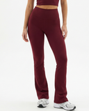 Seen Snatched V-Waist Flare Leggings in black, featuring high-rise fit and flared leg design for stylish comfort.
