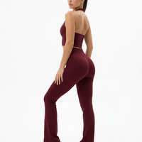 Seen Snatched V-Waist Flare Leggings in black, featuring a V-shaped waist and flared leg design for a stylish, fitted look.