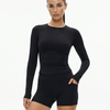 Women's Workout Set – Long Sleeve Top & Biker Shorts