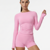 Women's Workout Set – Long Sleeve Top & Biker Shorts