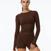 Women's Workout Set – Long Sleeve Top & Biker Shorts