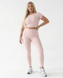 Workout Crop Top Women Short Sleeve Sculpting Gym