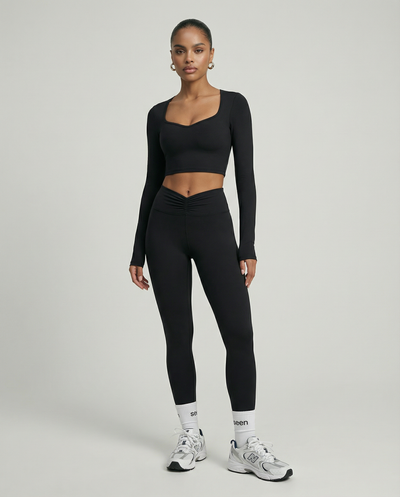 Activewear Set Women Long Sleeve & High Waist Leggings