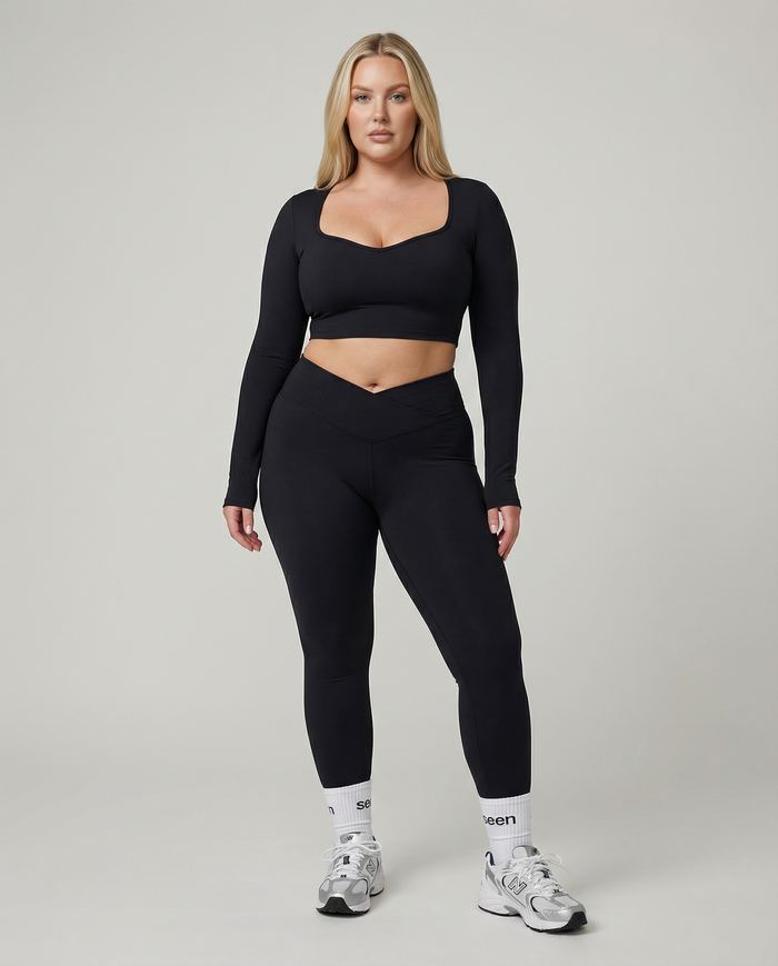 Activewear Set Women Long Sleeve & High Waist Leggings