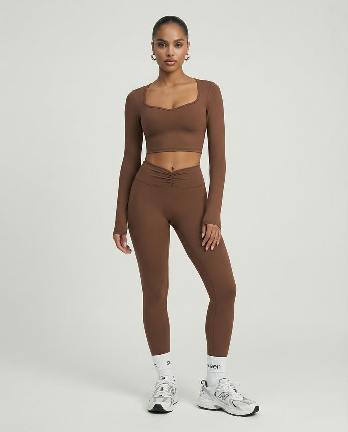 Activewear Set Women Long Sleeve & High Waist Leggings