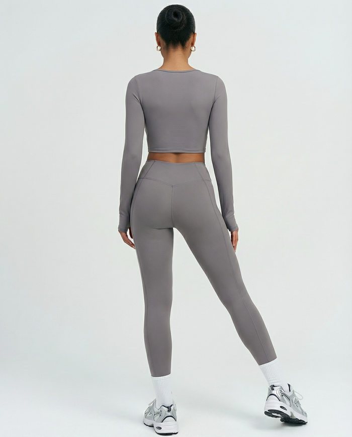 Activewear Set Women Long Sleeve & High Waist Leggings