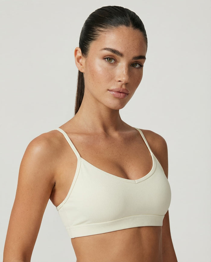 Crossover High Waist Shorts Set in Beige