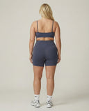 Crossover High Waist Shorts Set in Blue Gray