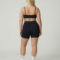 Crossover High Waist Shorts Set in Black