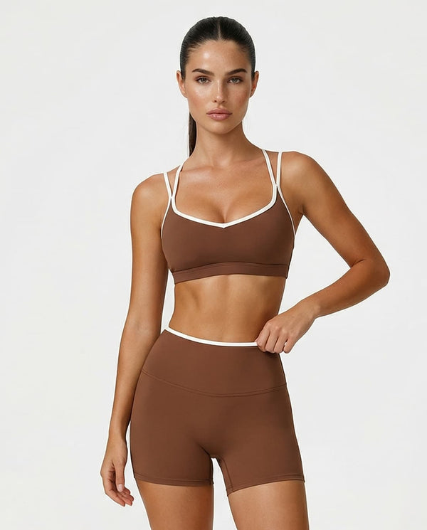 Sculpt Biker Short Set in Brown